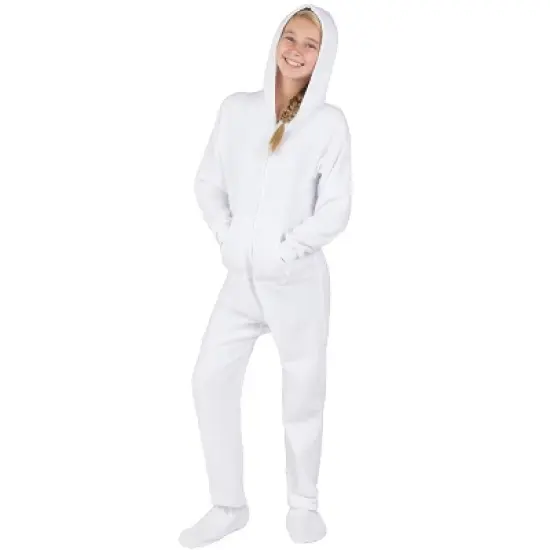 Footed Pajamas - Arctic White Kids Hoodie Fleece Onesie image {1}
