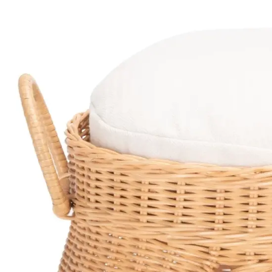 Faati Cat Bed W/ Cushion - PET6503 - White/Honey Natural - Safavieh Pets image {7}