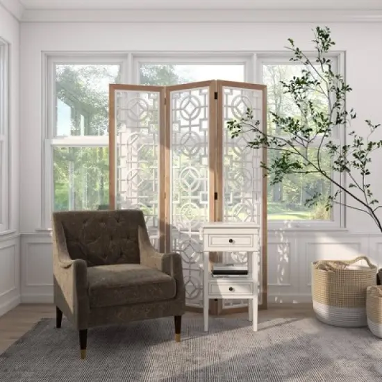 Farmhouse Wood Patterned Room Divider Screen White - Olivia & May image {19}