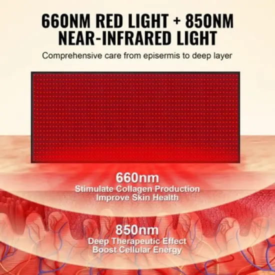 VEVOR Red Light Therapy Mat for Full Body, 1280PCS 3-Chip LED Light Therapy Pad & Controller, 660nm Red & 850nm Near Infrared Light Therapy image {3}
