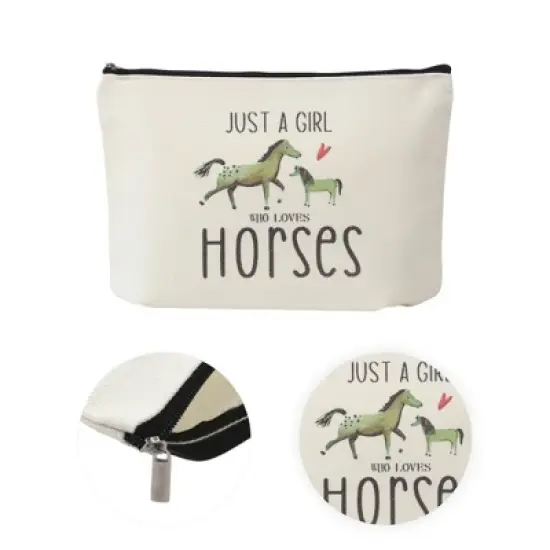 Unique Bargains Durable Horse Pattern Makeup Bag Beige 1 Pc image {2}