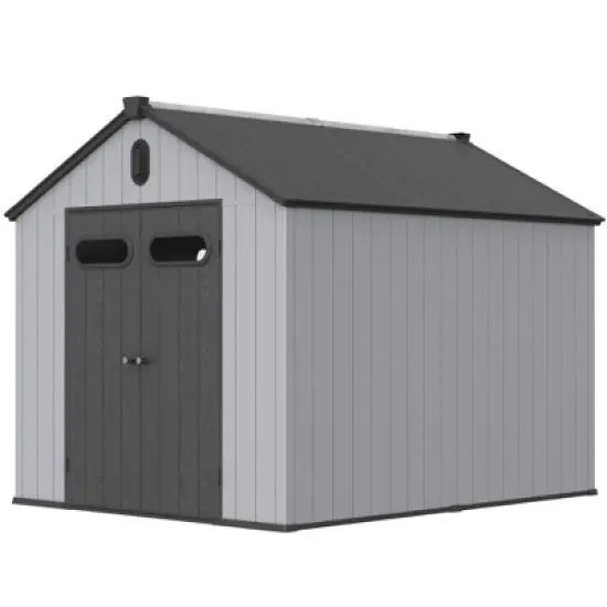 XWT013-1 8*10ft resin plastic storage shed for backyard garden big spire Tool storage image {12}