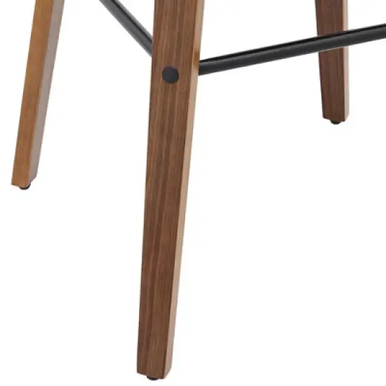 Elm Lane Westwood Wood Swivel Bar Stools Set of 2 Natural 31" High Farmhouse Rustic Black Faux Leather for Kitchen Counter Height Island image {5}