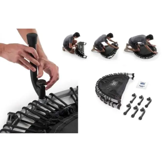 JumpSport 350f Indoor Heavy Duty Lightweight 39-Inch Folding Fitness Trampoline with Handle Bar Accessory, Black image {4}