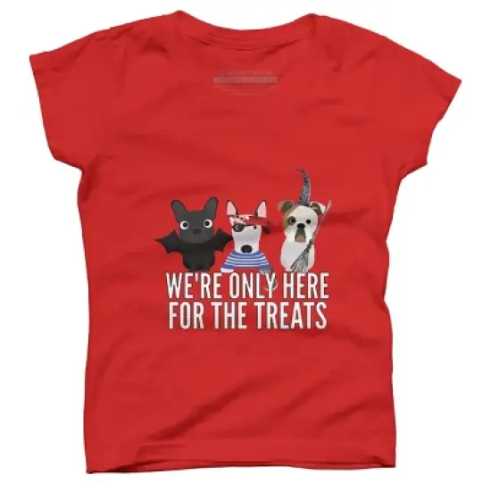 Girl's Design By Humans Dog Halloween - We're Only Here For The Treats By PedigreePrints T-Shirt image {8}