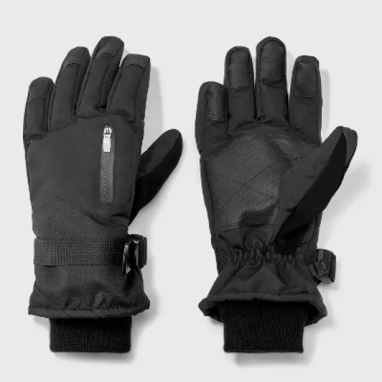 Men's Zip Pocket Repstop Ski Gloves - Goodfellow & Co&trade; Black image {3}