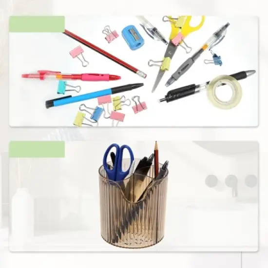 Unique Bargains 4 Slot Makeup Brush Cup Makeup Organizer for Bathroom Countertops 1 Pc image {5}