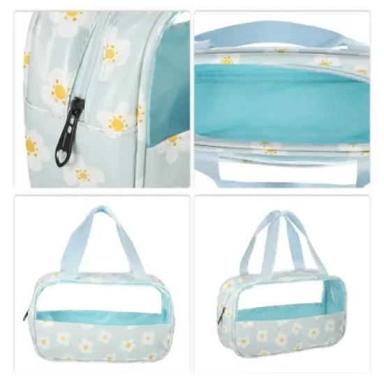 Unique Bargains Women's Durable Makeup Bag Blue 3 Pcs image {2}