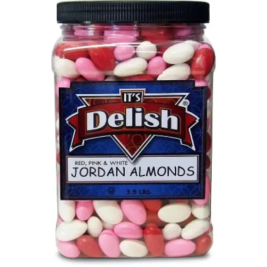 Red ,Pink & White Jordan Almonds Mix by It's Delish - 3.5 LBS Jumbo Container image {2}