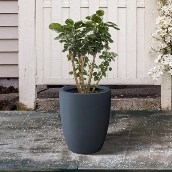 Rosemead Home & Garden Concrete Outdoor Planter Pot Black 13.78"x13.78"x18.11" image {3}
