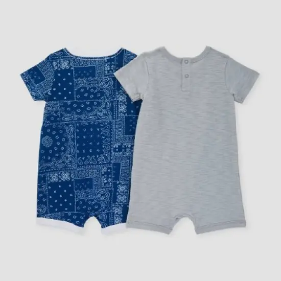 Burt's Bees Baby&reg; Baby Boys' 2pk Bandana Romper Set - Blue image {1}