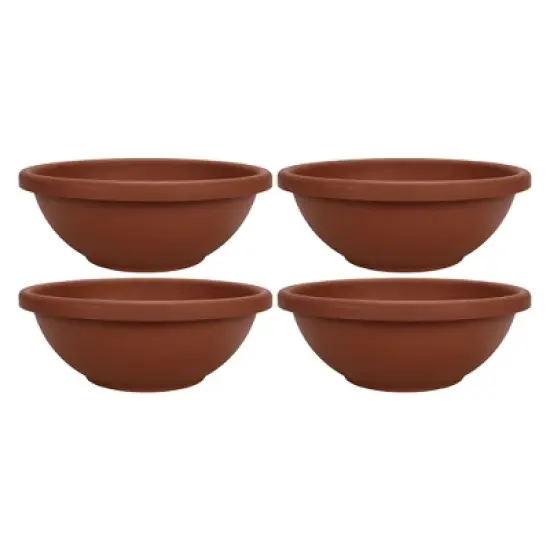 The HC Companies GAB18000E35 18 Inch Diameter Decorative Indoor Outdoor Durable Weatherproof Resin Flower Bowl Planter Pot, Terra Cotta (4 Pack) image {1}