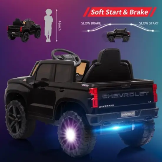 Ride on Truck with Remote Control for Kids, 12V Battery Powered Licensed Chevrolet Silverado GMC Ride On Car Toddler Electric Vehicles image {3}