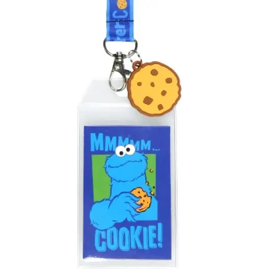 Sesame Street Cookie Monster Reversible ID Lanyard Badge Cookie Rubber Pendant image {1}