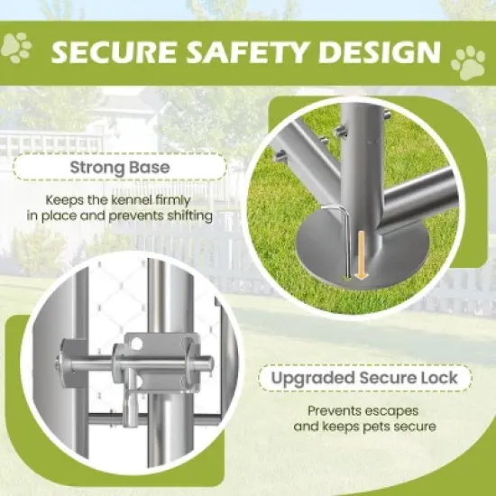 EROMMY 13'X13' Large Outdoor Dog Kennel, Heavy Duty Outdoor Dog Kennel With Waterproof Cover And Rotating Feeder image {5}