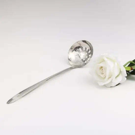 Unique Bargains Stainless Steel Mesh Slotted Strainer Ladle Cooking Utensil 10" Length Silver Tone 2 Pcs image {2}