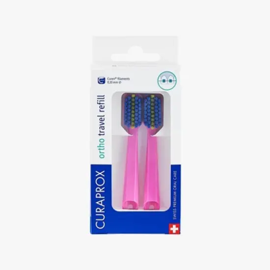 Curaprox Ortho Travel Refill Brush Heads for CS 5460, Pink, 2-Pack for Braces Care image {6}