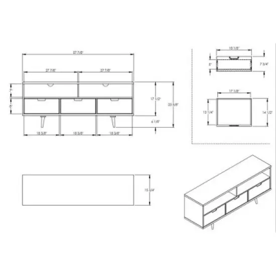 Cara Mid-Century Modern 3 Drawer TV Stand for TVs up to 65" - Saracina Home image {16}