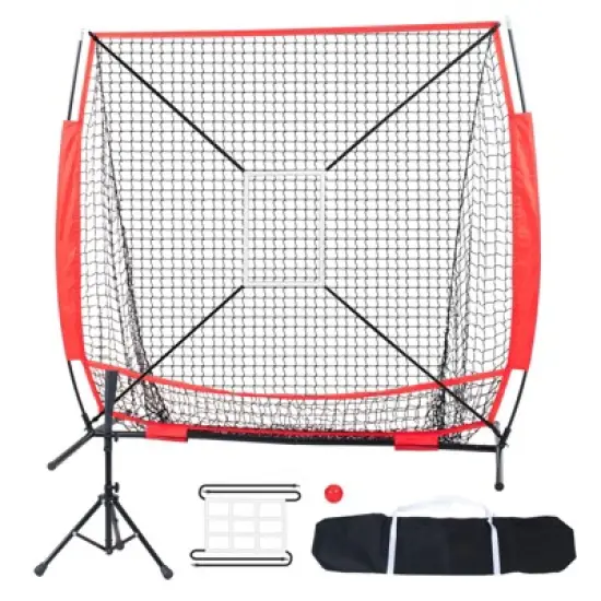VEVOR 5x5 ft Baseball Softball Practice Net, Portable Baseball Training Net for Hitting Batting Catching Pitching, Backstop Baseball Equipment image {8}