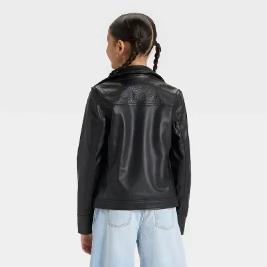 Girls' Faux Leather Moto Jacket - art class&trade; image {1}