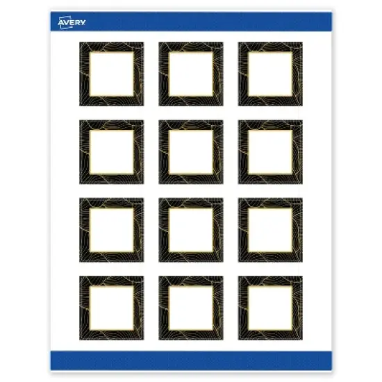 Avery Square Labels, Black with Gold Pattern, 2" x 2" image {8}