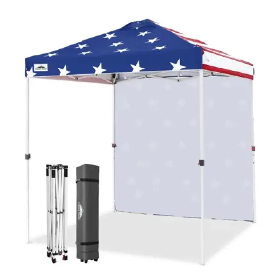 EAGLE PEAK 6.6x6.6 Pop Up Canopy Tent with One Sidewall, 8 Stakes and 4 Ropes image {10}