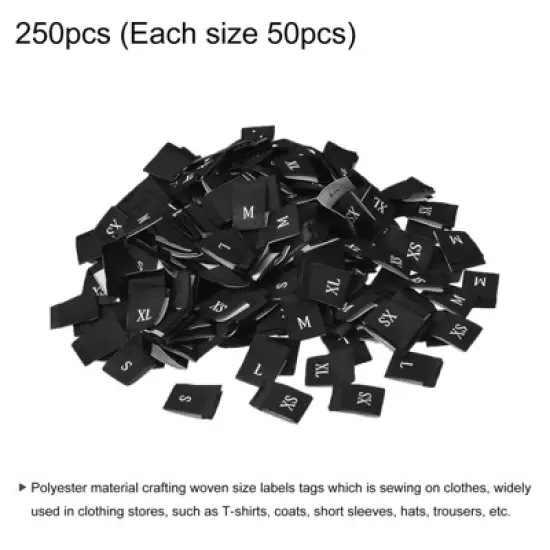 Unique Bargains Woven Crafting Clothing Sewing Embroidered Size Labels 250 Pcs image {2}