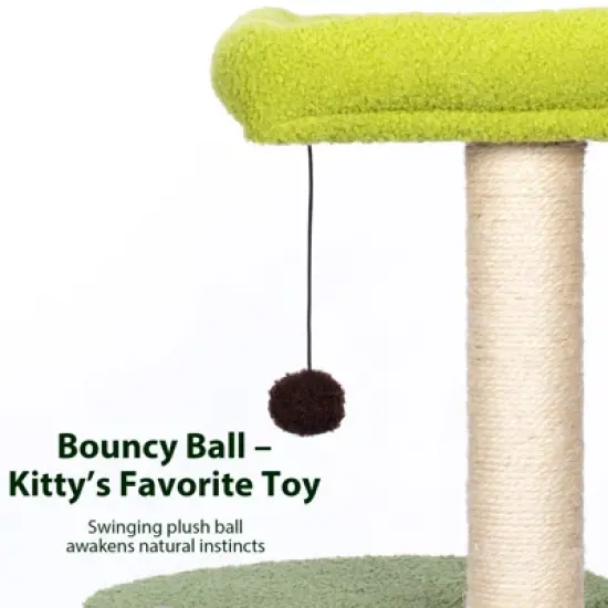SUGIFT Multi-Level Cat Tree with Sisal Scratching Posts, Plush Perch, Bouncy Ball and Sturdy Base image {4}