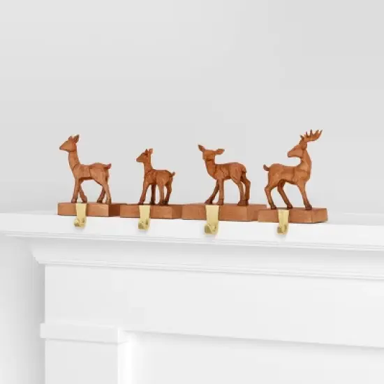 4pk Christmas Natural Carved Looking Deer - Wondershop&trade; image {2}