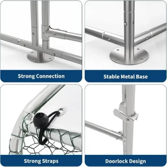 Heavy Duty Galvanized Steel Chicken Coop with Hexagon Mesh & 210D Oxford Cover, Waterproof UV-Protected Outdoor Poultry Cage for Backyard Farm image {3}