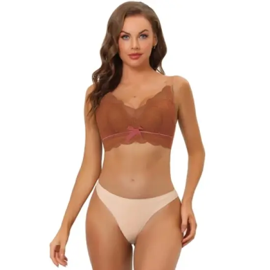 Allegra K Women's Wirefree Lace Padded Adjustable Straps Full Coverage Minimizer Bra image {7}