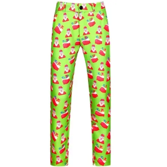 Lars Amadeus Men's Flat Front Funny Party Cosplay Costume Christmas Printed Pants image {6}