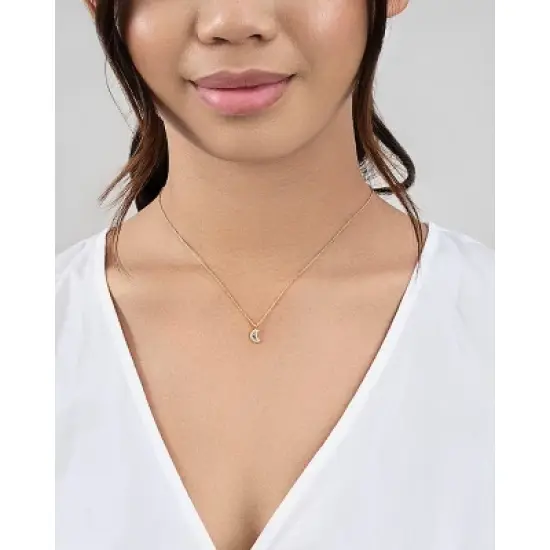 SHINE by Sterling Forever Sterling Silver CZ & Shell Moon Pendant Necklace image {1}