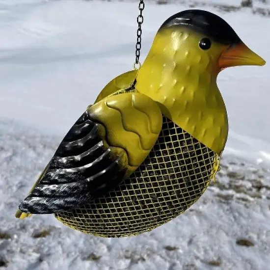 Gift Essentials Metal Goldfinch Mesh Bird Seed Feeder with Hanging Chain - Yellow (5 Cups) image {2}