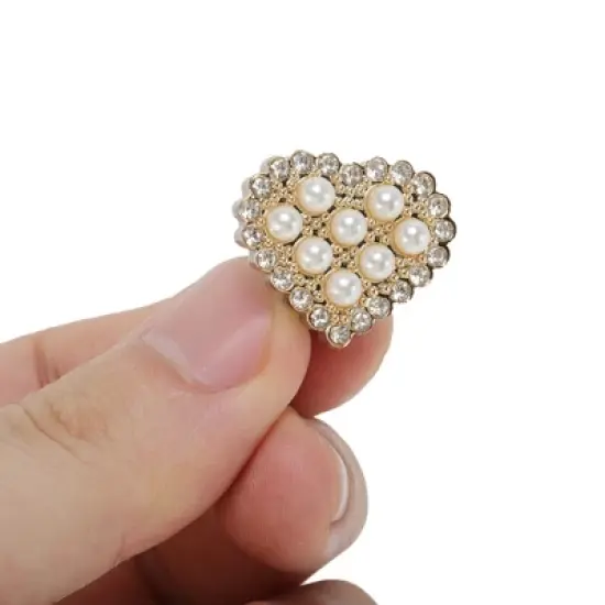 Unique Bargains Faux Pearl Heart Shoelace Charms Beige 1 Pair image {2}