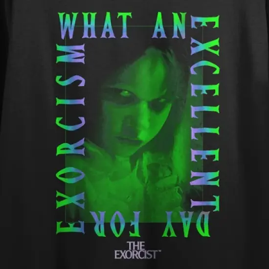 The Exorcist What An Excellent Day For Exorcism Crew Neck Short Sleeve Women's Black Crop T-shirt image {1}