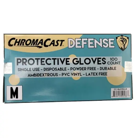 ChromaCast Defense Disposable Clear Nylon Work Bench Gloves, 100 Pack - Latex Free, Medium image {2}
