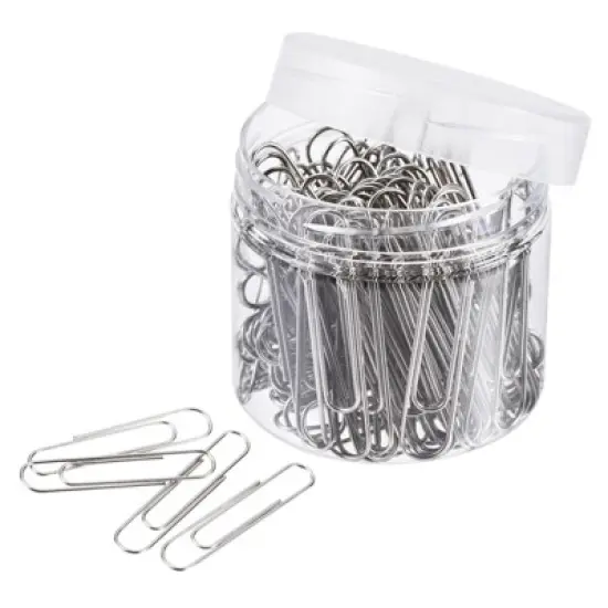 Unique Bargains Medium Size Metal Prevent Tearing Pages Office Paper Clip with Box image {5}