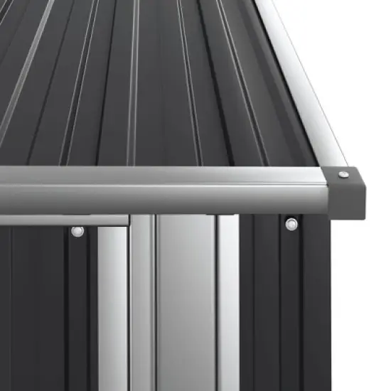 vidaXL Storage Shed - Galvanized Steel Anthracite Garage Tool House - Lockable Door - Weatherproof Garden Shelter image {6}
