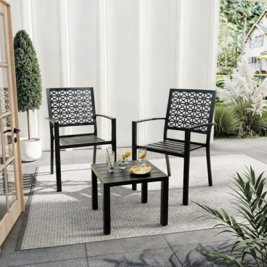 3-Piece Outdoor Bistro Set, Modern Patio Furniture Set with Chairs and Table for Lawn,Garden,Balcony image {9}