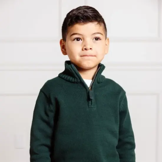 Hope & Henry Boys' Half Zip Pullover Sweater with Elbow Patches, Kids image {3}