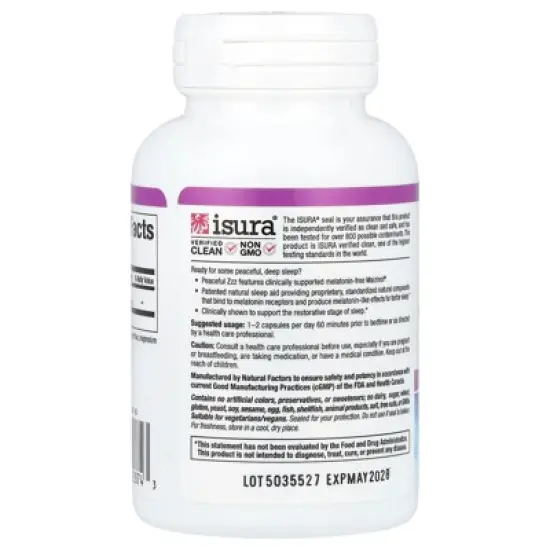 Natural Factors Stress-Relax&reg;, Peaceful ZZZ, 60 Vegetarian Capsules (250 mg per Capsule) image {2}