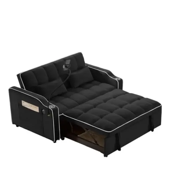 NicBex Modern Pull Out Sofa Bed Convertible Sofa Couch with Adjustable Back, USB Port and Swivel Phone Stand for Living Room image {6}