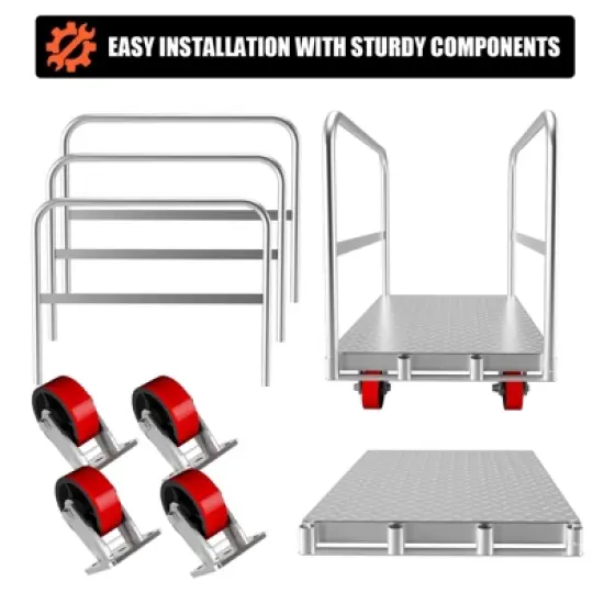2-in-1 Heavy Duty Panel Truck Cart All Steel Platform Truck with 6'' Swivel Wheels Moving Platform Hand Truck with 2000 LBS Capacity for Garage image {5}