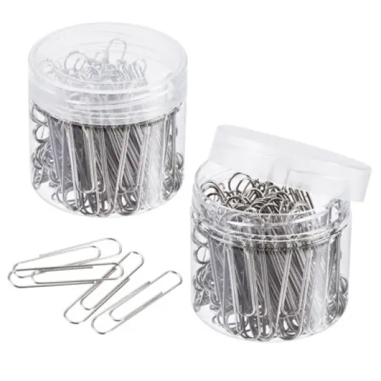Unique Bargains Medium Size Metal Prevent Tearing Pages Office Paper Clip with Box image {6}
