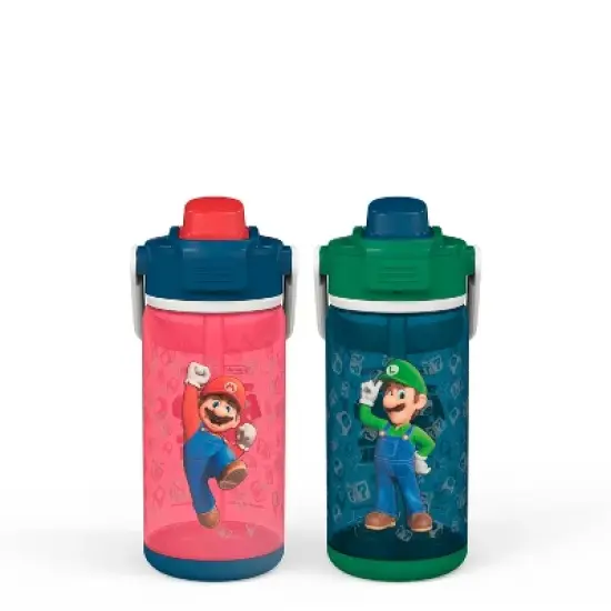 Zak Designs 2pc 16oz Antimicrobial Beacon Bottles with Straw image {15}