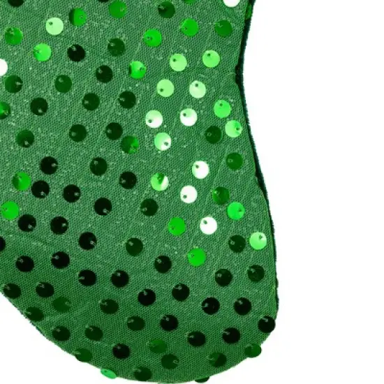 Northlight 20" Shiny Metallic Green Sequined Christmas Stocking with Velveteen Cuff image {3}