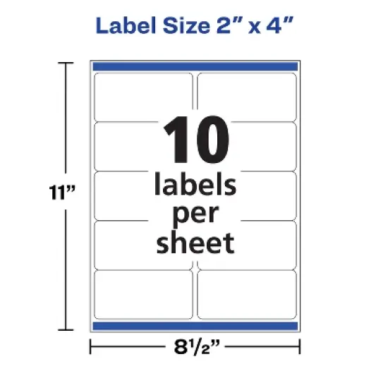 Avery Waterproof Labels with Ultrahold Permanent Adhesive, 2" x 4", Laser, 2-Pack, 1,000 Labels Total (25523) image {6}