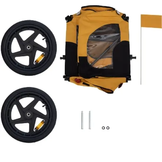 DOMETOUR Foldable Pet Stroller Pet Trailer for Small/Medium Dogs,  Quick Release Wheel, Non-Slip Floor, Internal Leash image {6}