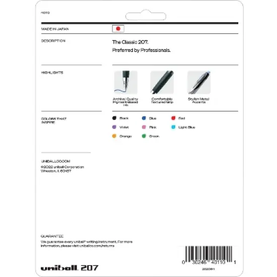 uni-ball 207 Retractable Gel Pens, 0.7 mm Medium Tip, Assorted Colors, Set of 8 image {2}